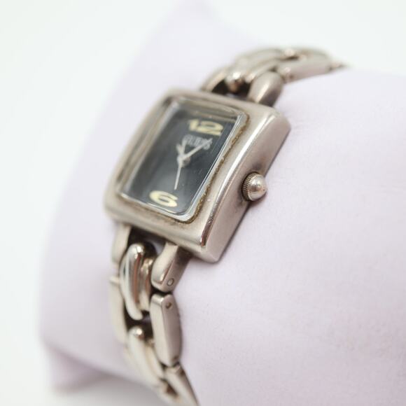 Vintage Guess Womens Square Watch 21mm Black Dial 5.25" Bracelet w New Battery - Picture 7 of 10